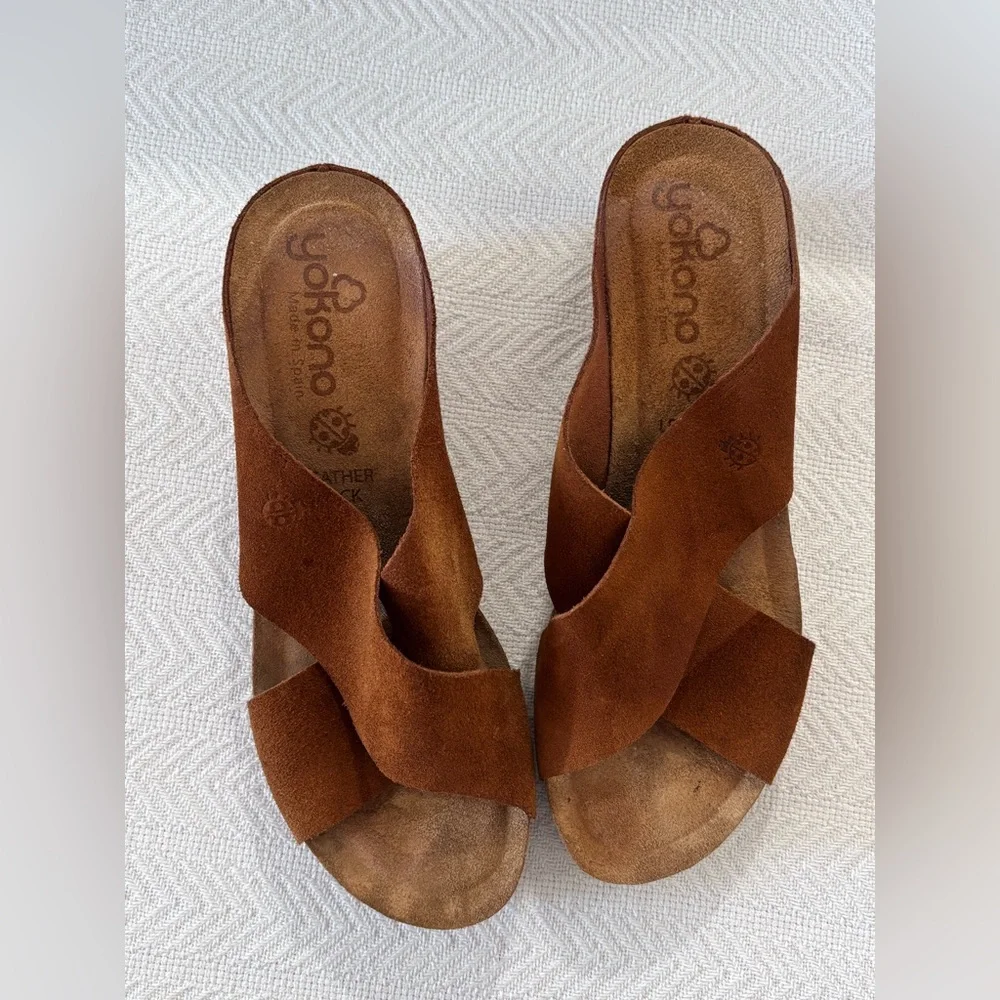 💚Women's Tan Suede Slide Sandals